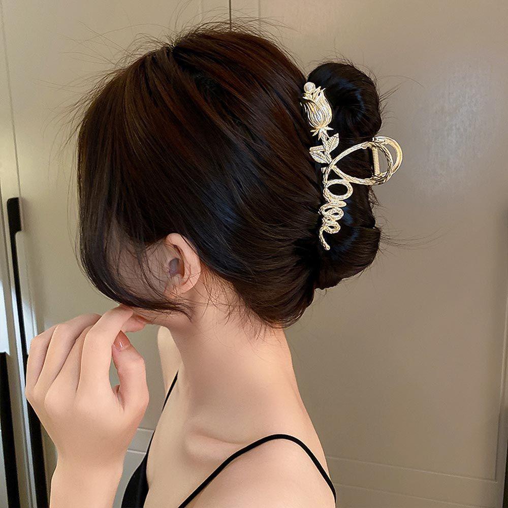 Kẹp Tóc Kim Loại Hình Hoa Hồng / Cá Mập Phong Cách Vintage WMES15H Cho Nữ