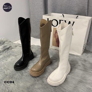 [Hàng Sẵn] [Ảnh Thật] [Freeship] Giày Bốt Nữ Da Cao Cấp Cổ Cao 35cm Đế 4cm - CC04