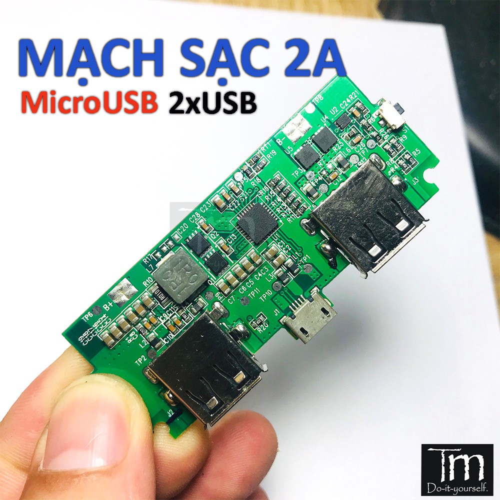 Mạch Sạc Dự Phòng 2A 2 Cổng MicroUSB Mẫu B