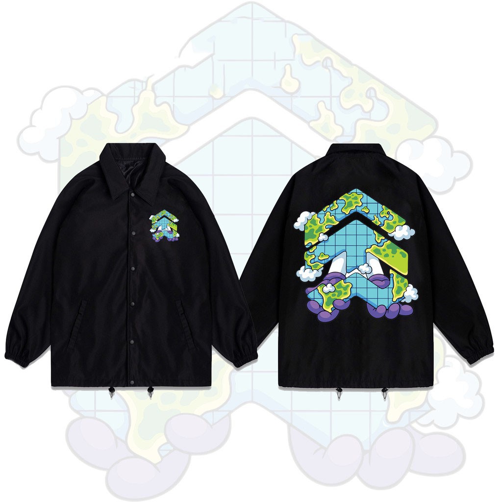ÁO KHOÁC KAKI NÚT BẤM/ ÁO JACKET ĐEN IN HÌNH 5THEWAY MÂY,FREESHIP,LOCAL BRAND HÀNG VNXK 2 LỚP CHÓNG NẮNG,1993CLOTHINGG