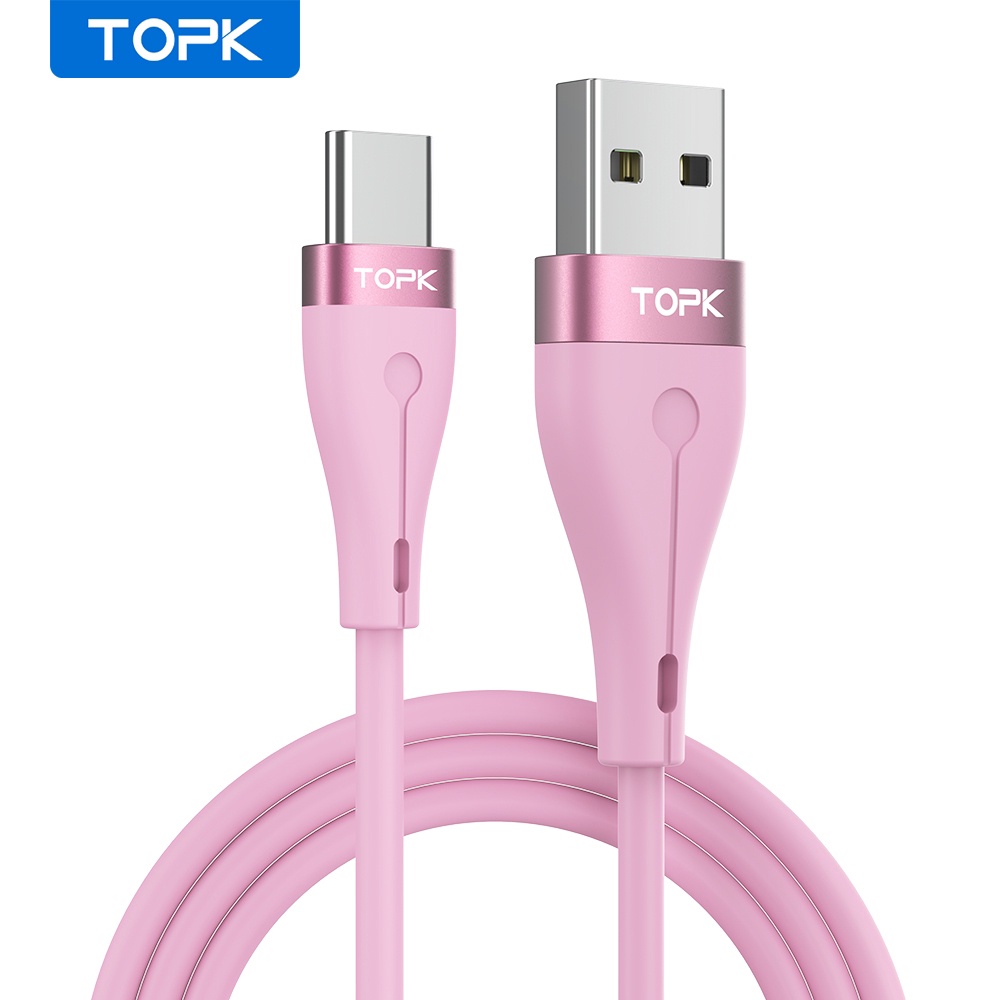 Cáp Sạc TOPK AN46 IPMicro USB Type C TPE Silicone Dẻo Chống Đứt Gãy-Bảo Hành 1 Tháng