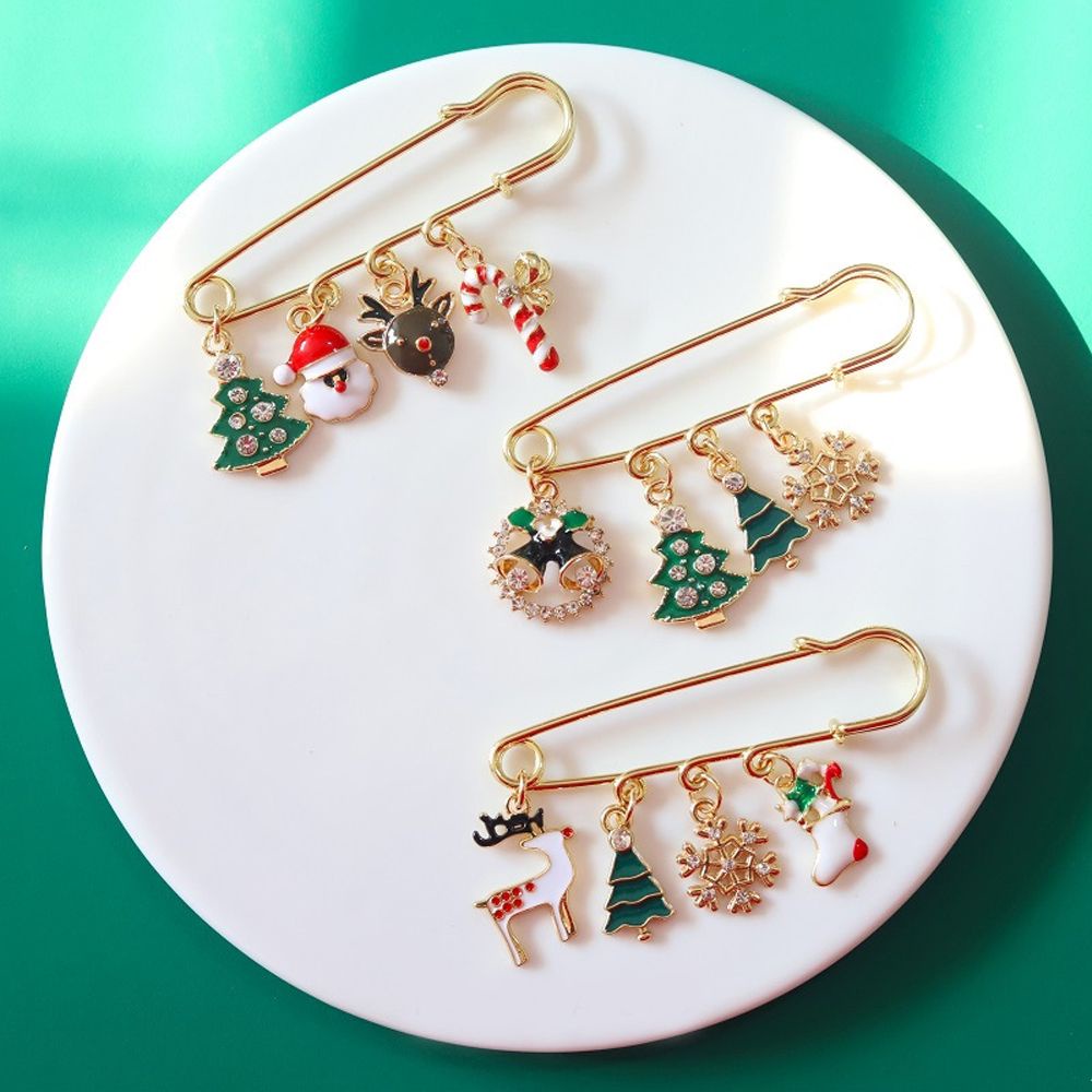 Ghim cài áo hình ông già noel/ chuông/ bông tuyết dễ thương thời trang cho nữ