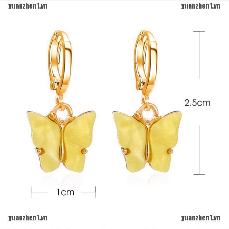 【YUANZHEN1】Colorful Acrylic Butterfly Stud Earrings Women Statement Jewelry Gi