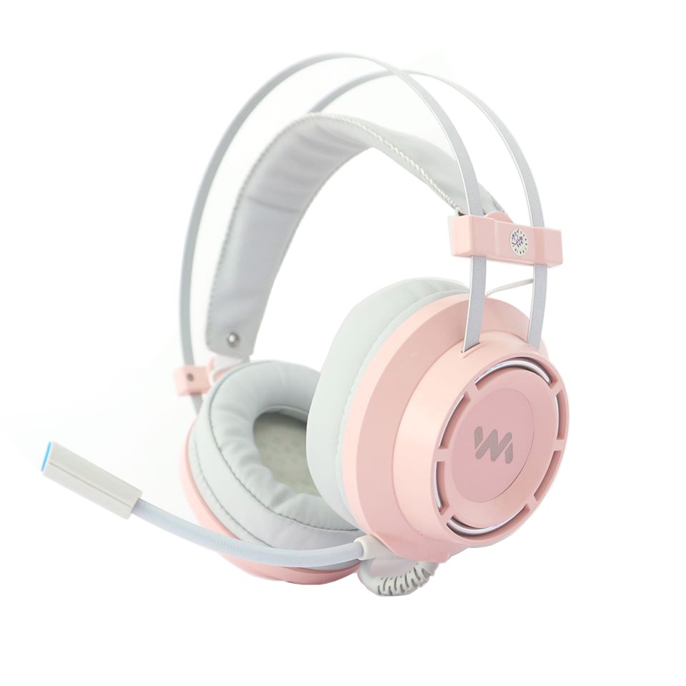 Tai nghe gaming Wangming 9800S màu hồng Âm Thanh 7.1 Led RGB - Jack Cắm USB chuyên dùng cho máy tính - Máy Tính TT