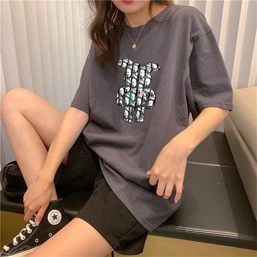 Áo thun 3158 nữ form rộng chất dày cotton khô quảng châu Gấu bearbrick NH6