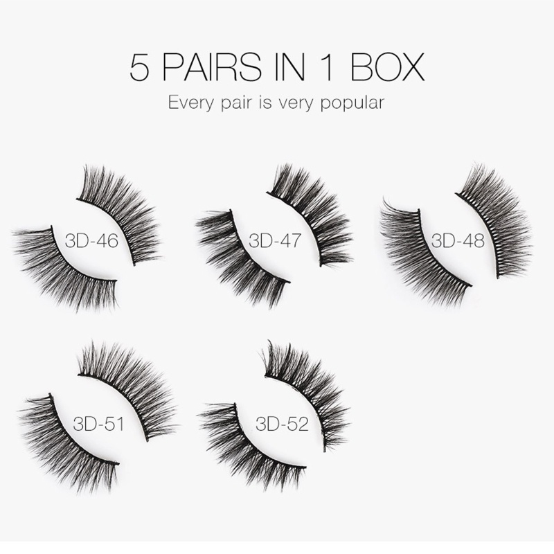 Set 5 Cặp Lông Mi Giả Đa Năng Trang Điểm Mắt Mèo Thân Thiện Với Môi Trường
