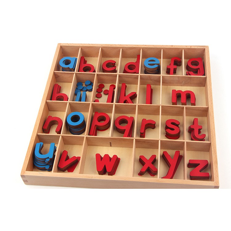 Giáo Cụ Montessori - Bộ Chữ Cái Xanh Đỏ Kèm Khay