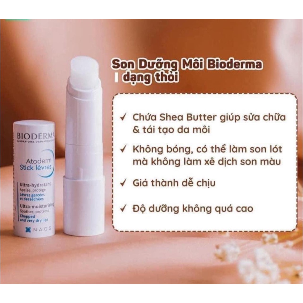 Son dưỡng môi Bioderma Atoderm Stick Lèvres Dưỡng Ẩm Làm Mềm Và Ngừa Thâm Môi - Hàng Chính Hãng đầy đủ Bill