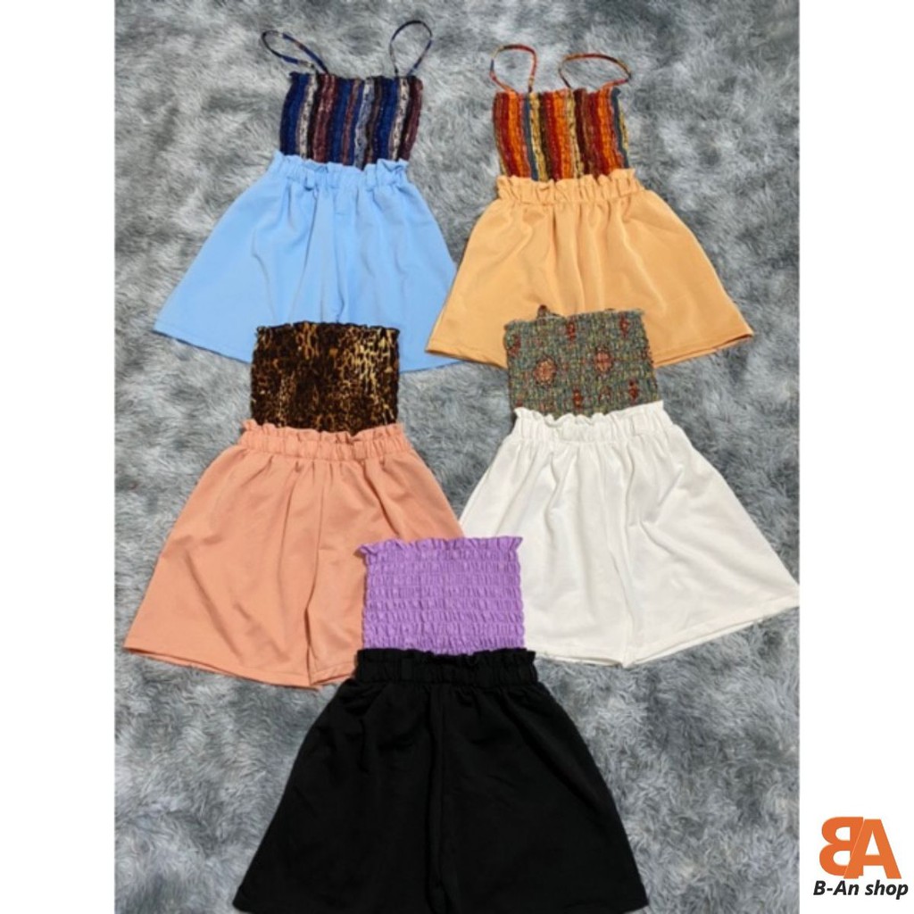 Quần lưng chun + áo 2 dây nhiều màu