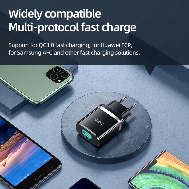 Củ sạc nhanh Hoco. C12Q 18W cho Xiaomi Redmi Samsung  5V3.1A