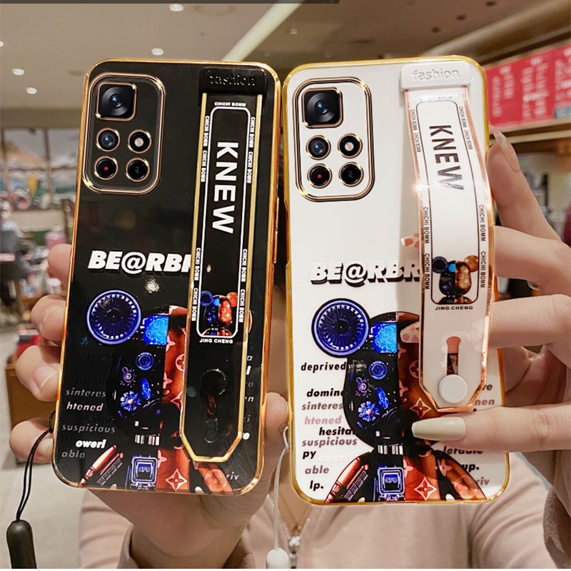 Ốp Điện Thoại Họa Tiết Gấu Có Dây Đeo Cho Xiaomi Redmi Note 11 10 Pro 10S 11S 4G 5G