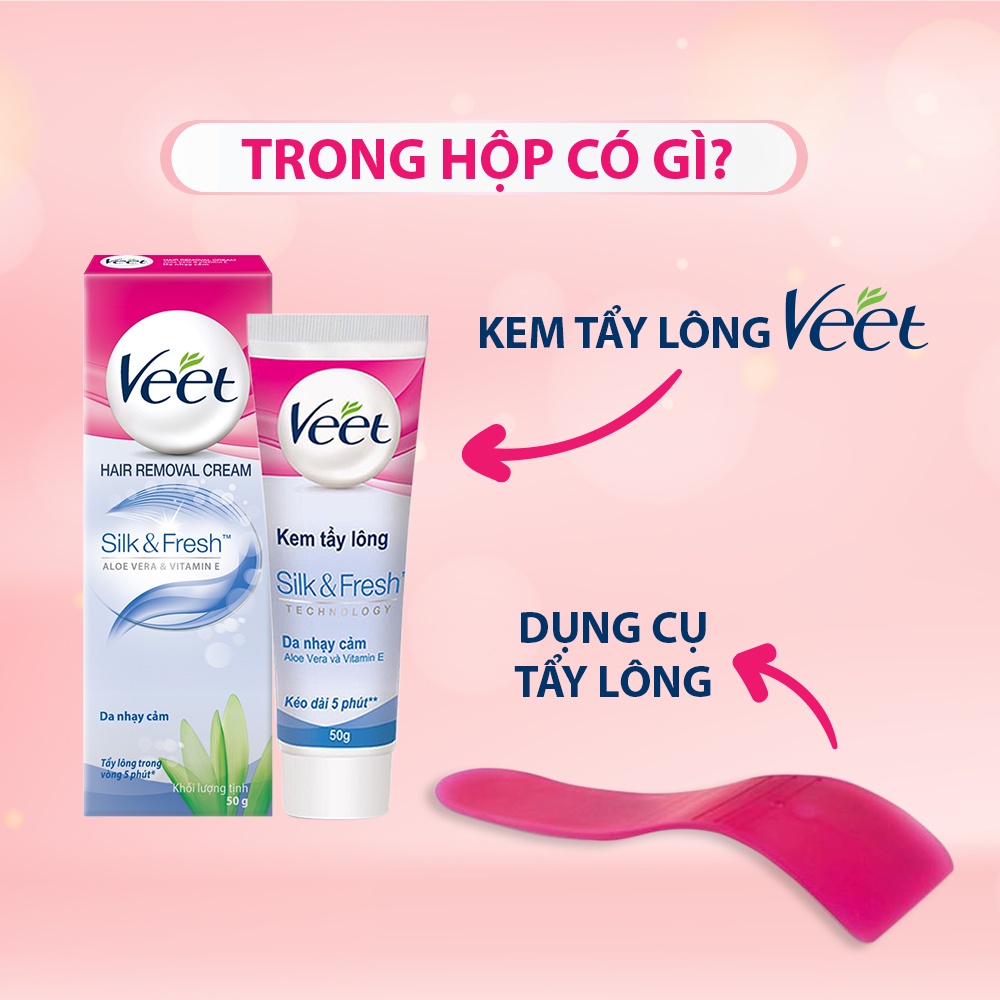 Combo Tuýp kem tẩy lông Veet cho da nhạy cảm 50g và Dung dịch vệ sinh phụ nữ Latacyd Pearly Intimate 60ml