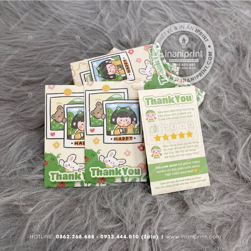 Giấy Cảm Ơn Cute, Card Cám Ơn Dễ Thương, Thank You Card Cute Mẫu Trà Sữa - Size 9x5.4cm - Cán Màng Mờ 2 Mặt