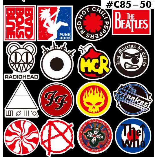 [ROCK] 50 Sticker chống nước/dán xe laptop mũ bảo hiểm vali...