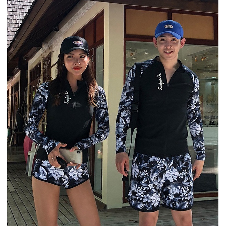 Bộ đồ bơi cặp đôi nam nữ dài tay chống nắng phong cách Hàn