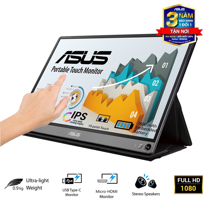 Màn Hình Di Động Cảm Ứng USB ASUS ZenScreen Touch MB16AMT 16 inch Full HD(1920x1080) 5ms 60Hz IPS USB  - Hàng Chính Hãng