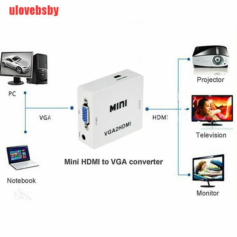 [ulovebsby]VGA To HDMI Full HD Video 1080P Converter Box Adapter For PC Laptop DVD HDTV