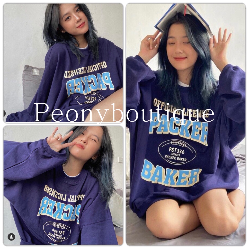 Áo Nỉ Packer Tím Than PEONYB Nữ [FREESHIP]🌸 Sweater form rộng tay bồng, hoodie oversize màu pastel cá tính Ulzzang 🌸 | BigBuy360 - bigbuy360.vn