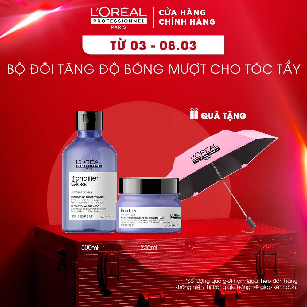 Combo Dầu gội 300ml &amp; Mặt nạ 250ml chăm sóc chuyên biệt cho tóc tẩy L'Oréal Professionnel Serie Expert Blondifier Gloss