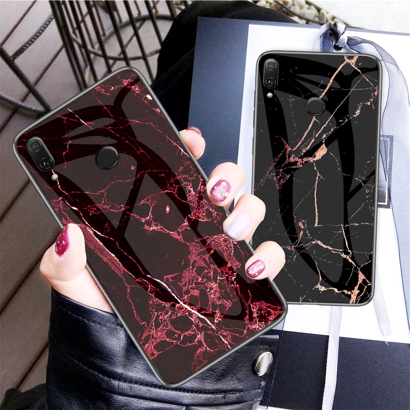 Ốp điện thoại mặt kính cường lực họa tiết Marble cho Meizu 16s Note 9