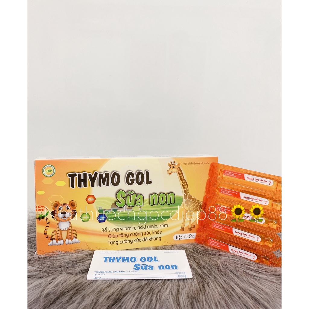 Thymo Gol Sữa non - Bổ sung vitamin, acid amin, kẽm, hỗ trợ tiêu hóa, giúp ăn ngon -Hộp 20 ống