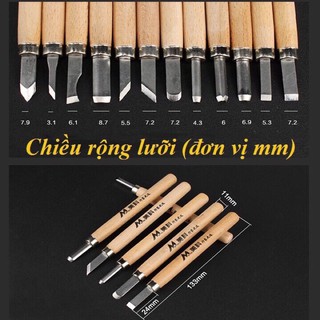 Bộ 12 mũi đục gỗ dao điêu khắc