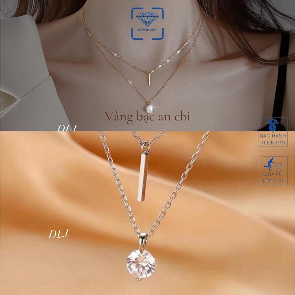 Dây chuyền 2 tầng + 2 mặt - chuẩn bạc ta mạ vàng sáng đẹp , Anchi jewelry