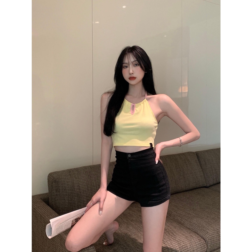 Áo croptop yếm body PINKSTORE29 dáng ôm hở lưng cổ khoét v quyến rũ A5350 | BigBuy360 - bigbuy360.vn