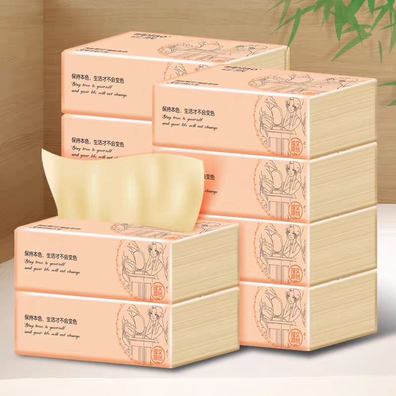 1 gói giấy ăn 300 tờ GẤU TRÚC / CÔ GÁI SIPIAO vỏ nhám hàng nội địa Trung