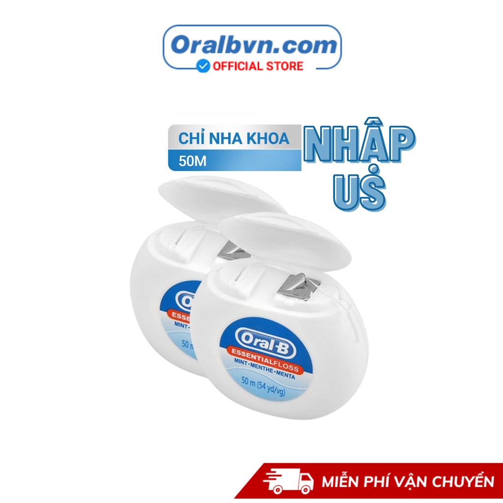 Chỉ Nha Khoa Oral B Essential Floss dài 50m mùi bạc hà chính hãng US