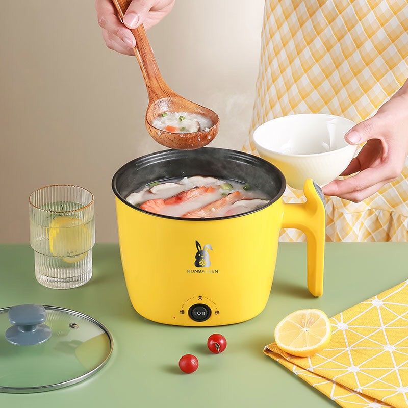 0Nồi Lẩu Điện Mini, Nấu Mì 2 Tầng Kèm Giá Hấp Đa Năng Nướng, Luộc, Chiên Chống Dính Vấn Đá Tiện Lợi, Ca nấu mì mẫu mới