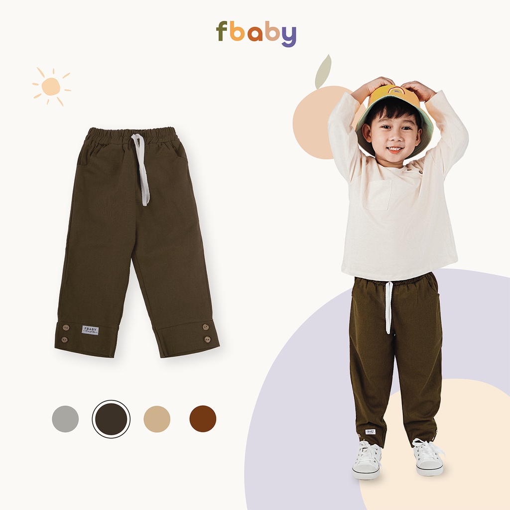 Quần dài bé trai gấu đính cúc Fbaby  FQ001
