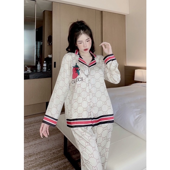 Bộ Pyjama Lụa Qc Cao Cấp Thiết Kế Siêu Sang Mẫu Hot