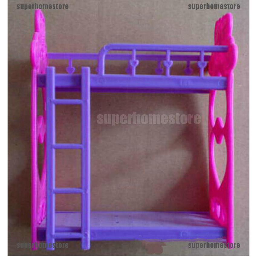 1 bộ giường ngủ kèm thang thời trang cho búp bê barbie