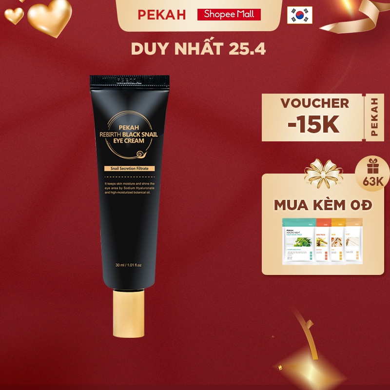 Kem Mắt Ốc Sên Giảm Quầng Thâm PEKAH Rebirth Black Snail Eye Cream 30ml