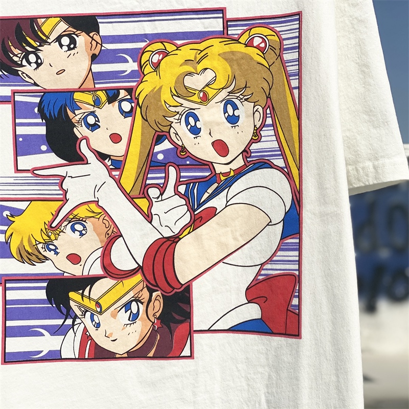 Sailor Moon Áo Thun Tay Ngắn Cổ Tròn In Hình Thủy Thủ Mặt Trăng Dành Cho Nam Và Nữ