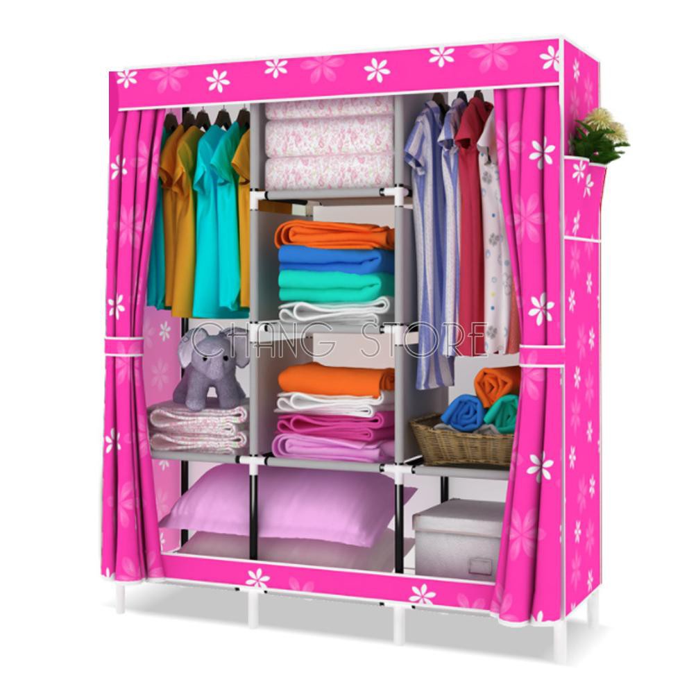 Tủ Vải Đựng Quần Áo 3D 3 Buồng 8 Ngăn Tiện Lợi