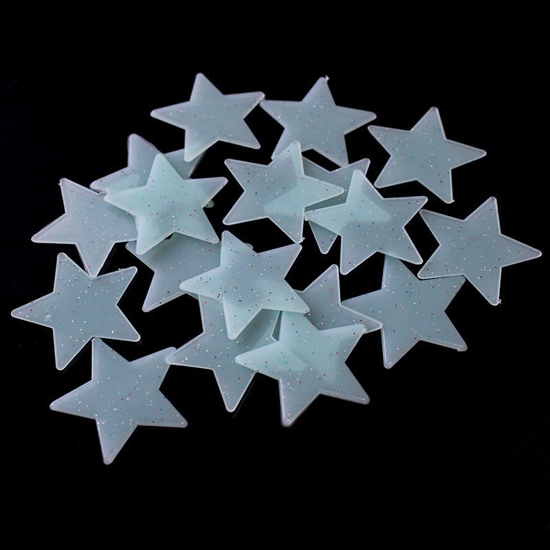 (T34) 100 miếng nhựa dạ quang hình ngôi sao dán tường trang trí phòng ngủ trẻ em