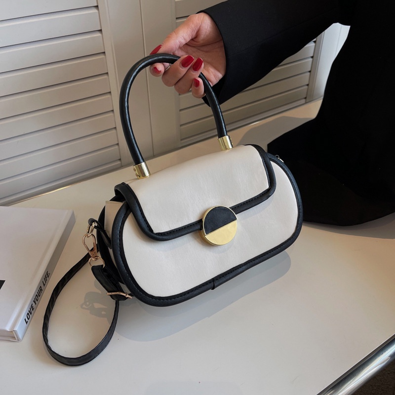 Túi Xách Đeo Vai Màu Tương Phản Phong Cách Retro Thời Trang Mùa Xuân Cho Nữ