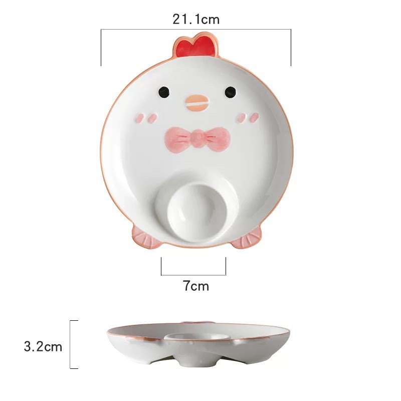 Bộ Bát Đĩa Decor Set Chén Dĩa Sứ Hoạt Hình Động Vật Dễ Thương Cute Cao Cấp