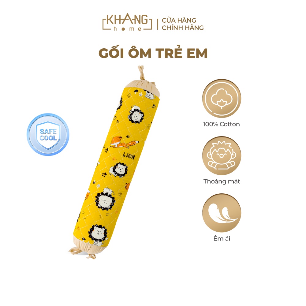 Gối Ôm Trẻ Em Khang Home - Chất Liệu 100% Vải Cotton Thiên Nhiên Thoáng Mát, An Toàn Cho Bé