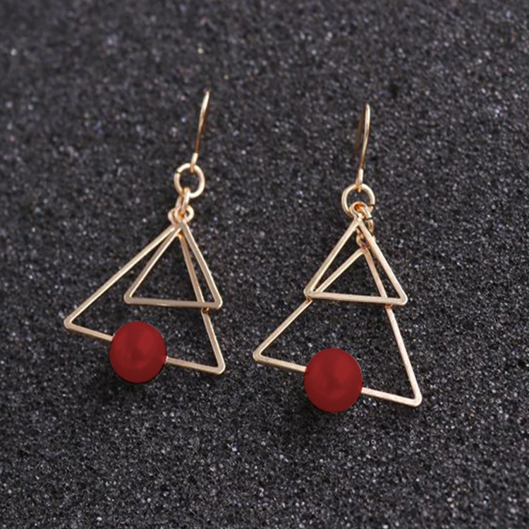 Đôi khuyên tai hình tam giác phối hạt ngọc trai giả thời trang cho nữ