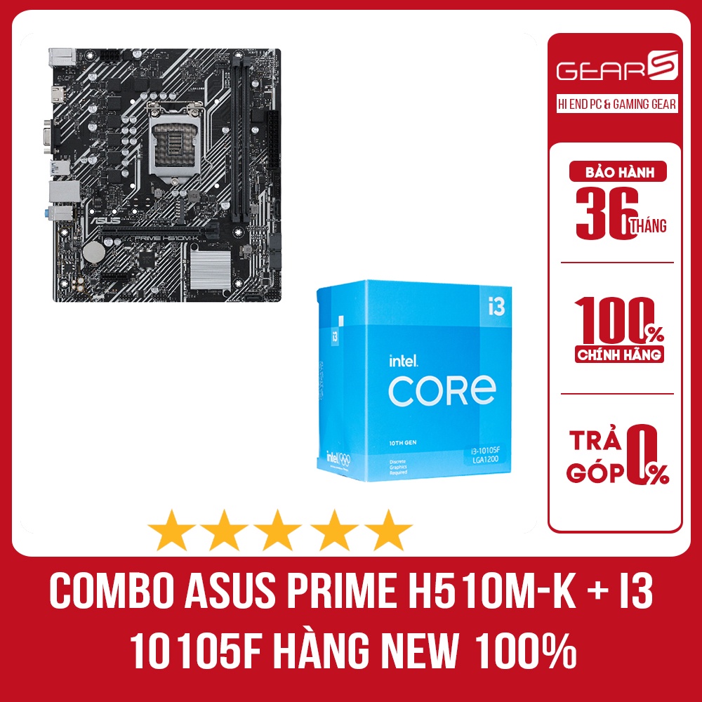 COMBO bo mạch chủ ASUS Prime H510M-K + i3 10105F Hàng New 100% - Bảo hành 36 tháng lỗi đổi mới