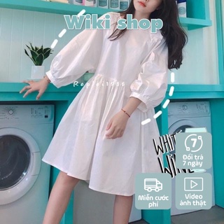 Váy babydoll tay phồng chất đũi cực xinh