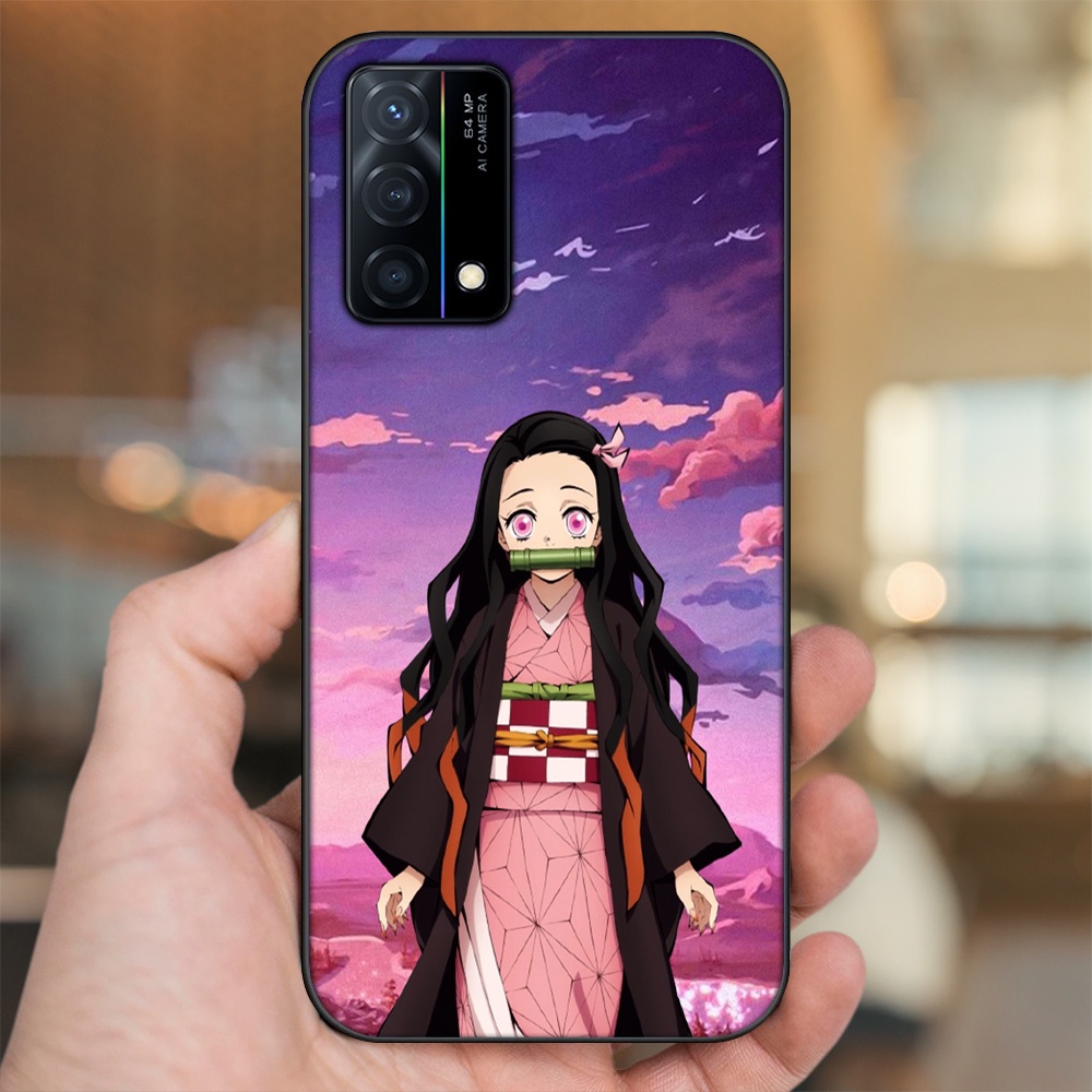 Ốp lưng Oppo K9 viền đen in hình Nezuko Kimetsu no Yaiba