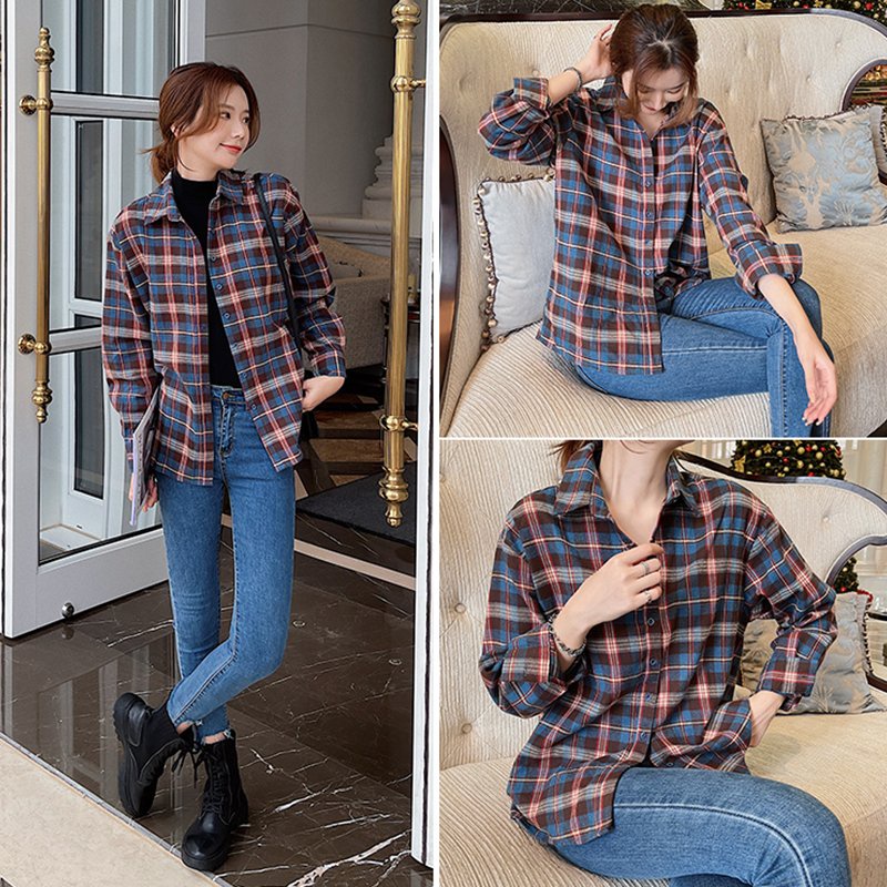 Áo Sơ Mi Nữ Caro  Freeship - Ảnh Thật Sơ mi kiểu Nữ Chất Vải Đẹp phong cách retro S87