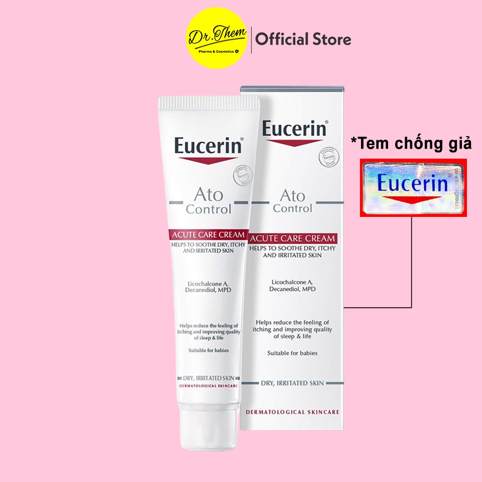 Kem Dưỡng Da Eucerin Ato Control Acute Care Cream 40ml - Giảm Ngứa Đỏ, Da Cơ Địa [LỌ CAO]