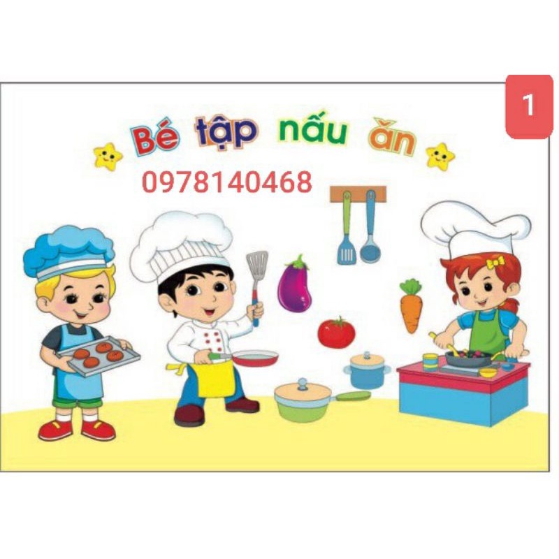 Góc Bé tập nấu ăn đề can 50x70cm