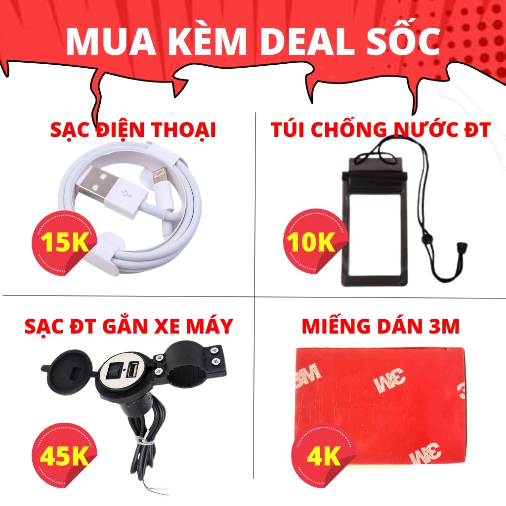 [Mã LIFEAUMAY giảm 10% tối đa 30k đơn 150k] Kẹp điện thoại xe máy giá đỡ băng keo