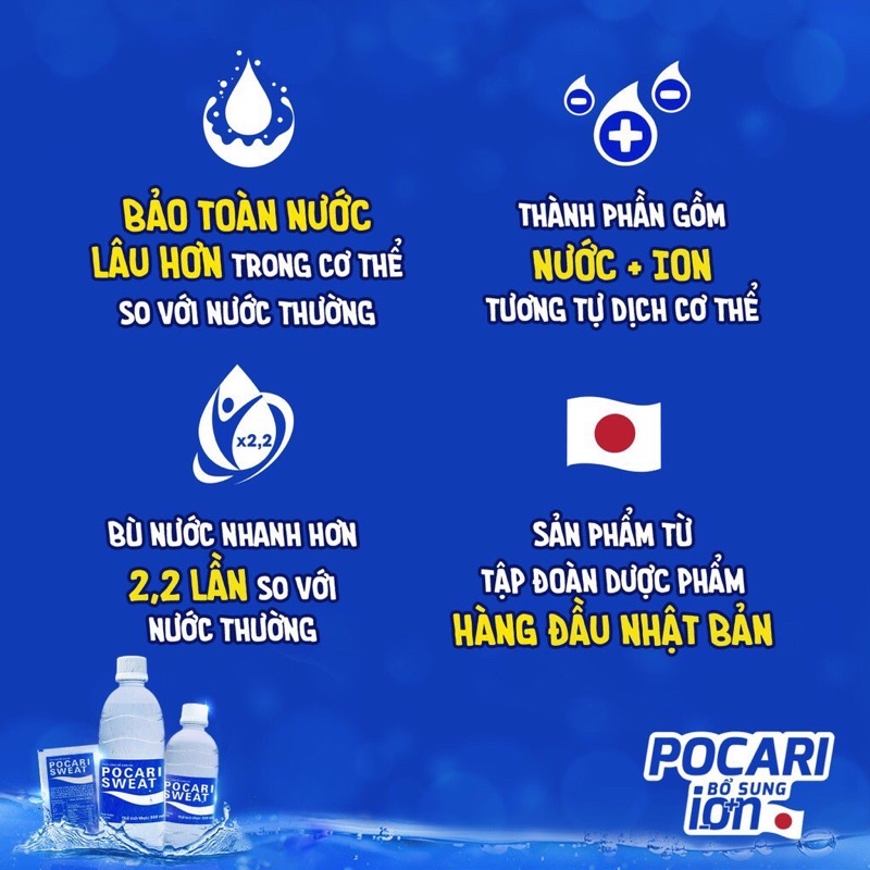 Pocari Sweat (Nhật Bản) - Thức uống bổ sung ion giúp bù nước và điện giải (chai 500ml)